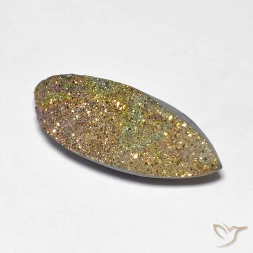 7.90 ct Multicolor Rainbow Pyrite Stone, Natural Rainbow Pyrite in Marquise Crystal Cluster Shape for Sale