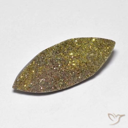 6.52 ct Multicolor Rainbow Pyrite Stone, Natural Rainbow Pyrite in Marquise Crystal Cluster Shape for Sale
