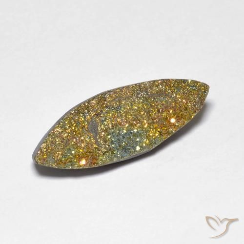 4.60 ct Multicolor Rainbow Pyrite Stone, Natural Rainbow Pyrite in Marquise Crystal Cluster Shape for Sale