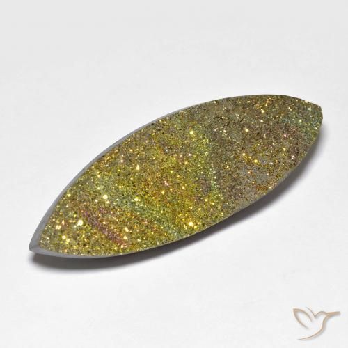 25.96 ct Multicolor Rainbow Pyrite Stone, Natural Rainbow Pyrite in Marquise Crystal Cluster Shape for Sale