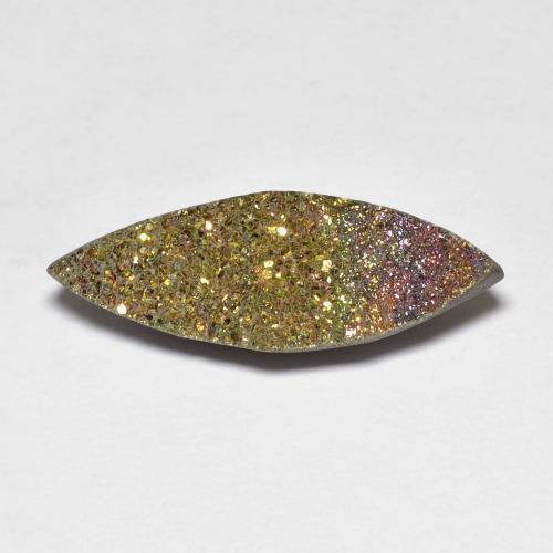 Pirita Arco Iris marquise crystal cluster de 5,67 ct de Rusia, Dimensión 20,9 x 7,4mm, Claridad Opaco, Piedra preciosa natural No tratado, 1 pieza de Pirita Arco Iris en color Multicolor, Dureza Mohs de 6 - 6.5, Photo A