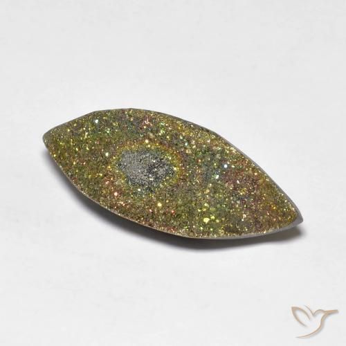5.48 ct Multicolor Rainbow Pyrite Stone, Natural Rainbow Pyrite in Marquise Crystal Cluster Shape for Sale