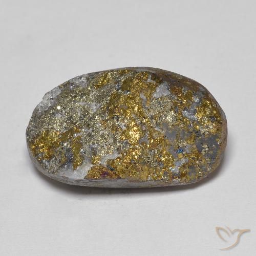 21.12 ct Odd Shaped Rainbow Pyrite, 19.6 x 11.3 mm From Russia, Photo A