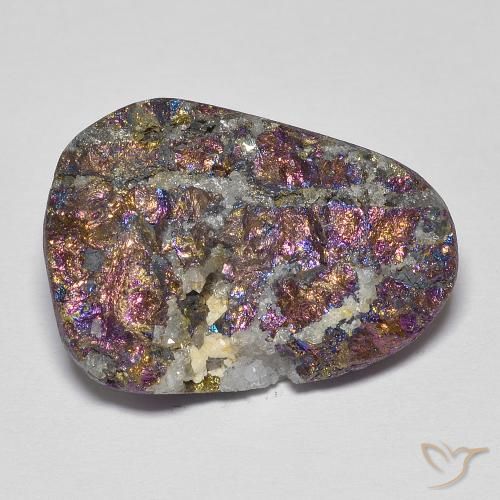 20,5x14,7 mm fancy-schliff mehrfarbiger Regenbogen-Pyrit aus Russland, Gewicht 19,67 ct, 1 Stück Regenbogen-Pyrit - Farbe: Mehrfarbig, natürlicher Edelstein in Opaque Reinheit, Mohs-Härte von 6 - 6,5, Photo A