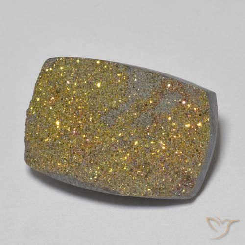 12.24 ct Multicolor Rainbow Pyrite Stone, Natural Rainbow Pyrite in Baguette Crystal Cluster Shape for Sale