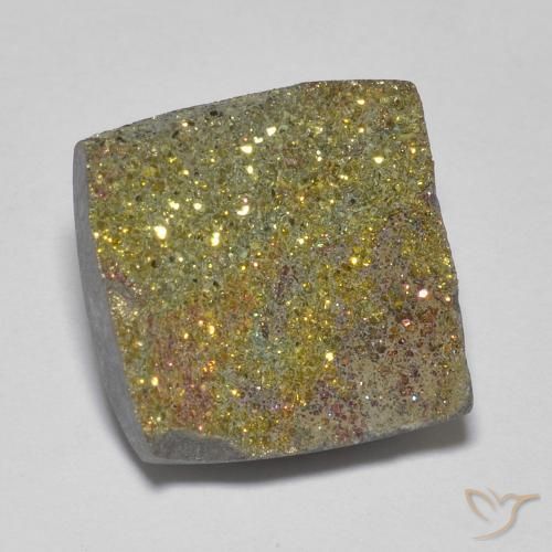 6.15 ct Multicolor Rainbow Pyrite Stone, Natural Rainbow Pyrite in Square Crystal Cluster Shape for Sale