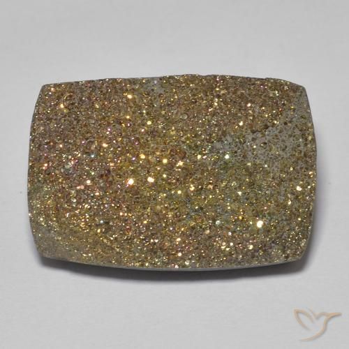 18,5 x 12,6mm mehrfarbiger Regenbogen-Pyrit im Baguette-Kristall-Cluster aus Russland, Gewicht 11,29 ct, Garantiert echter Edelstein in Opaque Reinheit, 1 Stück Regenbogen-Pyrit - die Farbe ist Mehrfarbig, Mohs-Härte von 6 - 6,5, Photo A