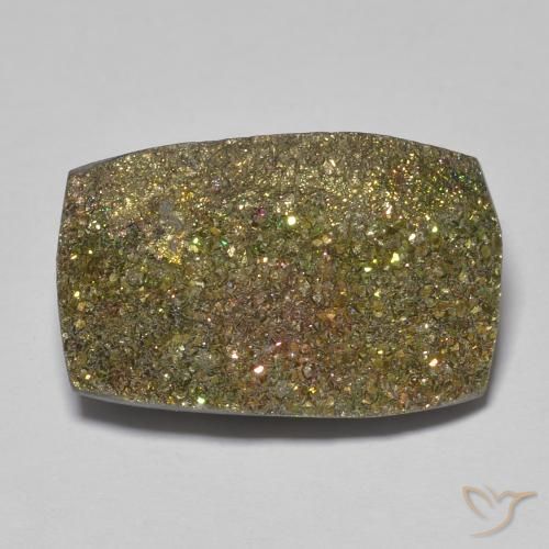 13,67 ct baguetteschliff Regenbogen-Pyrit aus Russland, Größe: 20,1 x 12,7mm, Reinheit: Opaque, Garantiert echter Edelstein, 1 Stück Regenbogen-Pyrit in Mehrfarbig Farbe, Mohs-Härte von 6 - 6,5, Photo A