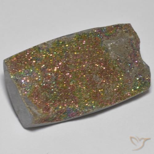 27.21 ct Multicolor Rainbow Pyrite Stone, Natural Rainbow Pyrite in Baguette Crystal Cluster Shape for Sale
