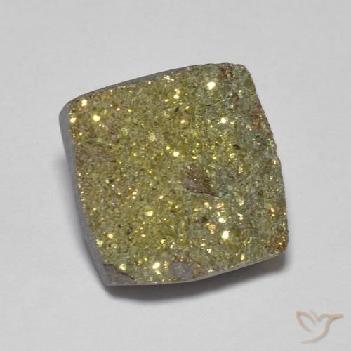 3.97 ct Multicolor Rainbow Pyrite Stone, Natural Rainbow Pyrite in Square Crystal Cluster Shape for Sale