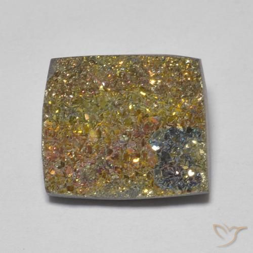 5.14ct Natural Multicolor Rainbow Pyrite, Square, Opaque