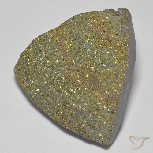 20.89 ct Multicolor Rainbow Pyrite Stone, Natural Rainbow Pyrite in Trillion Crystal Cluster Shape for Sale