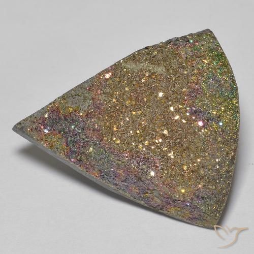12.38ct Natural Multicolor Rainbow Pyrite, Trillion, Opaque