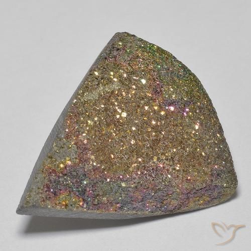 12.38 ct Multicolor Rainbow Pyrite Stone, Natural Rainbow Pyrite in Trillion Crystal Cluster Shape for Sale
