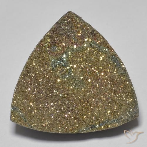 16.94ct Natural Multicolor Rainbow Pyrite, Trillion, Opaque