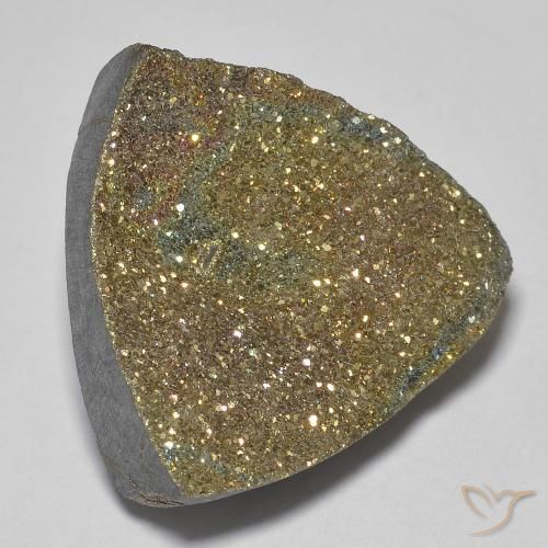 16.94 ct Multicolor Rainbow Pyrite Stone, Natural Rainbow Pyrite in Trillion Crystal Cluster Shape for Sale