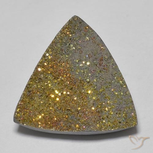 15.6 x 14.5mm Trillion Crystal Cluster Multicolor Rainbow Pyrite from Russia, Weight of 6.78ct, Natural untreated Gemstone in Opaque Clarity, 1pc Rainbow Pyrite - Color: Multicolor, Mohs Hardness of 6 - 6.5, Photo A