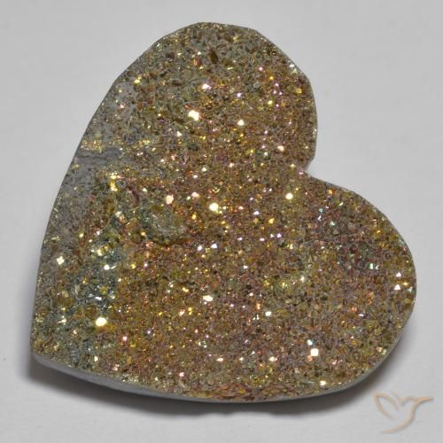 23,12 ct herzschliff Regenbogen-Pyrit aus Russland, Größe: 23,3 x 22,1mm, Reinheit: Opaque, Garantiert echter Edelstein, 1 Stück Regenbogen-Pyrit in Mehrfarbig Farbe, Mohs-Härte von 6 - 6,5, Photo A