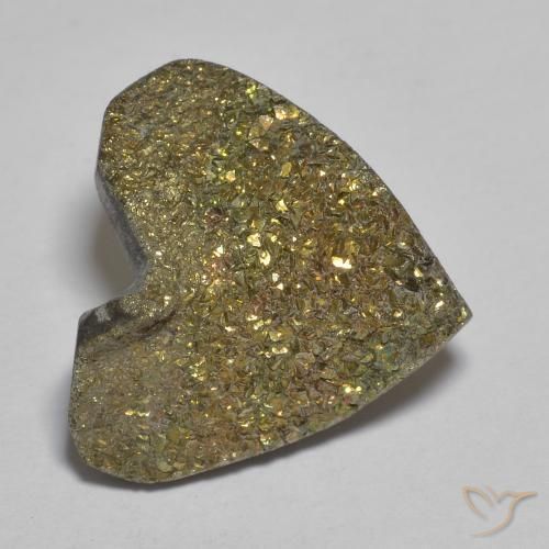 12.01 ct Multicolor Rainbow Pyrite Stone, Natural Rainbow Pyrite in Heart Crystal Cluster Shape for Sale