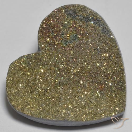 29.66 ct Rainbow Pyrite, 25.3 x 23.8 mm From Russia, Photo A
