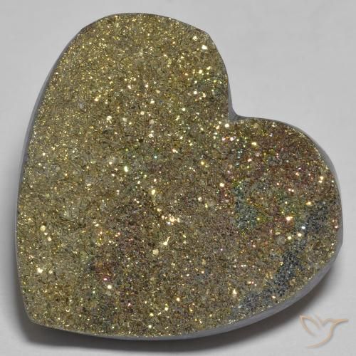 29.66 ct Multicolor Rainbow Pyrite Stone, Natural Rainbow Pyrite in Heart Crystal Cluster Shape for Sale