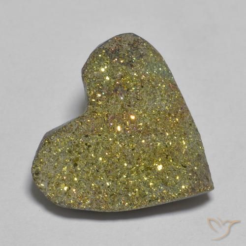 16,7 x 15,6mm herzschliff mehrfarbiger Regenbogen-Pyrit aus Russland, Gewicht 9 ct, 1 Stück Regenbogen-Pyrit - Farbe: Mehrfarbig, natürlicher Edelstein in Opaque Reinheit, Mohs-Härte von 6 - 6,5, Photo A