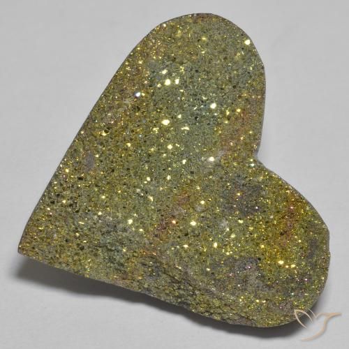 24,5 x 22,4mm herzschliff mehrfarbiger Regenbogen-Pyrit aus Russland, Gewicht von 18,98 ct, natürlicher Edelstein in Opaque Reinheit, 1 Stück herzschliff Regenbogen-Pyrit - Farbe: Mehrfarbig, Mohs-Härte von 6 - 6,5, Photo A