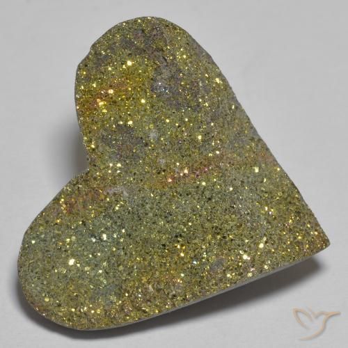 18.98 ct Multicolor Rainbow Pyrite Stone, Natural Rainbow Pyrite in Heart Crystal Cluster Shape for Sale