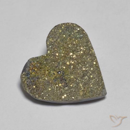 6.09 ct Multicolor Rainbow Pyrite Stone, Natural Rainbow Pyrite in Heart Crystal Cluster Shape for Sale
