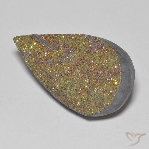 11.21 ct Multicolor Rainbow Pyrite Stone, Natural Rainbow Pyrite in Pear Crystal Cluster Shape for Sale