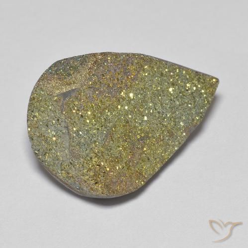 10.42 ct Multicolor Rainbow Pyrite Stone, Natural Rainbow Pyrite in Pear Crystal Cluster Shape for Sale