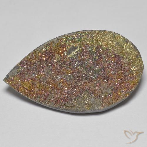 Pirite arcobaleno da 24,25 ct, 30,6 x 17,9 mm dalla Russia, Photo A