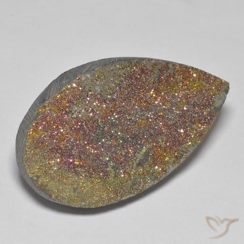 24.25 ct Multicolor Rainbow Pyrite Stone, Natural Rainbow Pyrite in Pear Crystal Cluster Shape for Sale