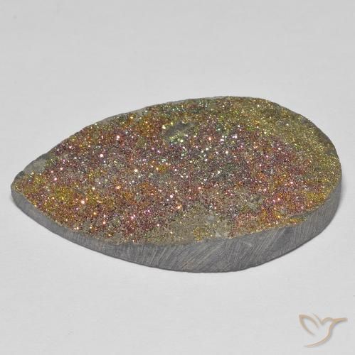 Rainbow Pyrite Gemstone in 30.6 x 17.9 mm Size for Sale, Rainbow Pyrite Stone in Multicolor Color
