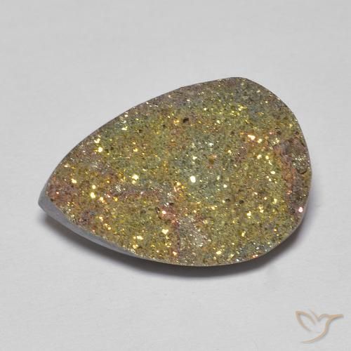 8.05ct Natural Multicolor Rainbow Pyrite, Pear Shape, Opaque