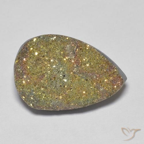8.05 ct Multicolor Rainbow Pyrite Stone, Natural Rainbow Pyrite in Pear Crystal Cluster Shape for Sale