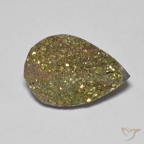 4.77 ct Multicolor Rainbow Pyrite Stone, Natural Rainbow Pyrite in Pear Crystal Cluster Shape for Sale