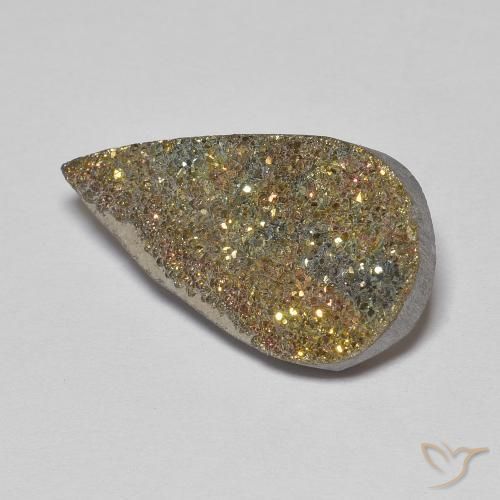 8.68 ct Multicolor Rainbow Pyrite Stone, Natural Rainbow Pyrite in Pear Crystal Cluster Shape for Sale