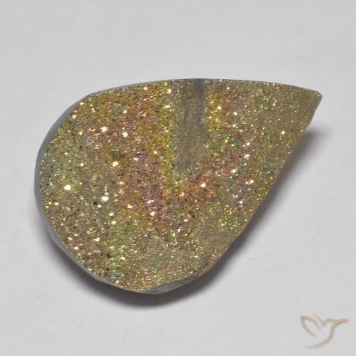 14.54 ct Multicolor Rainbow Pyrite Stone, Natural Rainbow Pyrite in Pear Crystal Cluster Shape for Sale