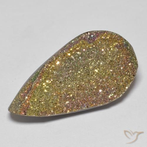 12.27 ct Multicolor Rainbow Pyrite Stone, Natural Rainbow Pyrite in Pear Crystal Cluster Shape for Sale