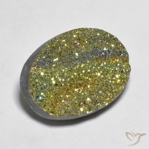 12,55 ct ovaler Regenbogen-Pyrit aus Russland, Größe: 18,2 x 13,8mm, Reinheit: Opaque, Garantiert echter Edelstein, 1 Stück Regenbogen-Pyrit in Mehrfarbig Farbe, Mohs-Härte von 6 - 6,5, Photo A