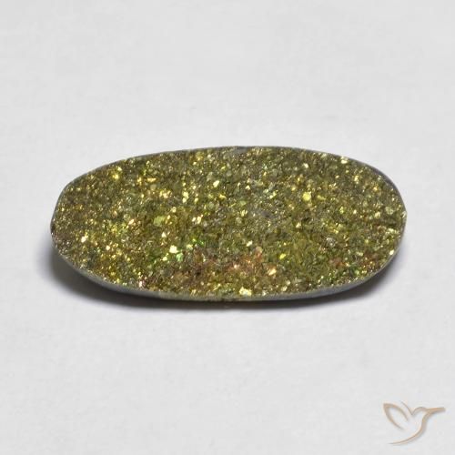 7.24 ct Multicolor Rainbow Pyrite Stone, Natural Rainbow Pyrite in Oval Crystal Cluster Shape for Sale