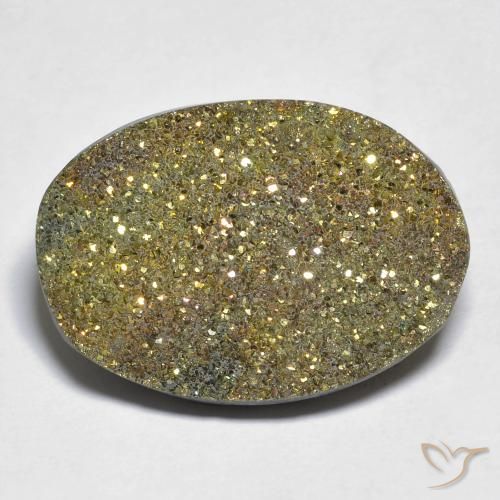 18.36ct Natural Multicolor Rainbow Pyrite, Oval, Opaque