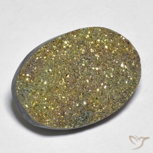 18.36 ct Multicolor Rainbow Pyrite Stone, Natural Rainbow Pyrite in Oval Crystal Cluster Shape for Sale