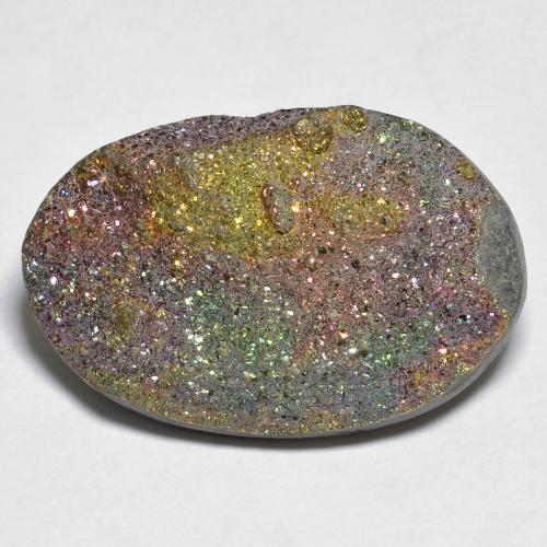 21,16 ct ovaler mehrfarbiger Regenbogen-Pyrit aus Russland, Größe 25,8 x 17,1mm, Garantiert natürlicher Edelstein, Opaque Reinheit, 1 Stück Regenbogen-Pyrit in Mehrfarbig Farbe, Mohs-Härte von 6 - 6,5, Photo A