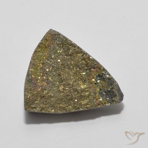 4.89ct Natural Multicolor Rainbow Pyrite, Trillion, Opaque