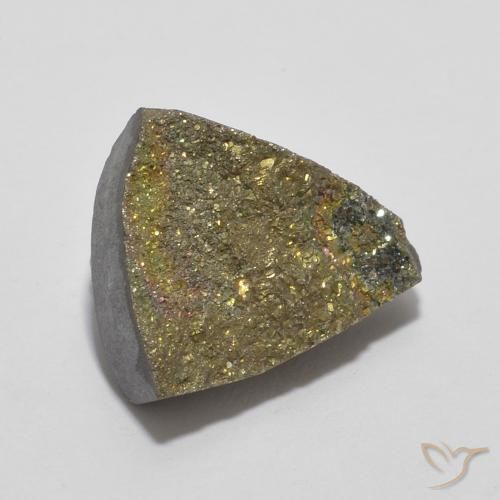 4.89 ct Multicolor Rainbow Pyrite Stone, Natural Rainbow Pyrite in Trillion Crystal Cluster Shape for Sale