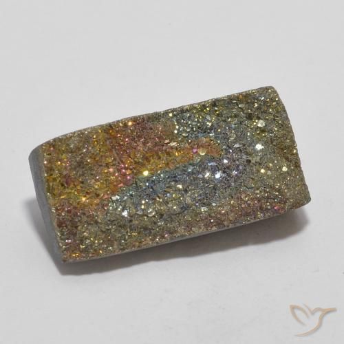 5.59 ct Multicolor Rainbow Pyrite Stone, Natural Rainbow Pyrite in Baguette Crystal Cluster Shape for Sale