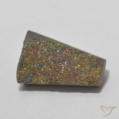 7,15 ct fancy-schliff Regenbogen-Pyrit aus Russland, Größe: 17x10,8 mm, Reinheit: Opaque, Garantiert echter Edelstein, 1 Stück Regenbogen-Pyrit in Mehrfarbig Farbe, Mohs-Härte von 6 - 6,5, Photo A
