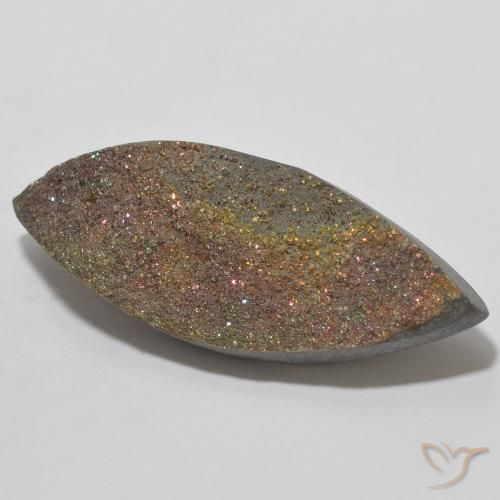 15.09 ct Multicolor Rainbow Pyrite Stone, Natural Rainbow Pyrite in Marquise Crystal Cluster Shape for Sale